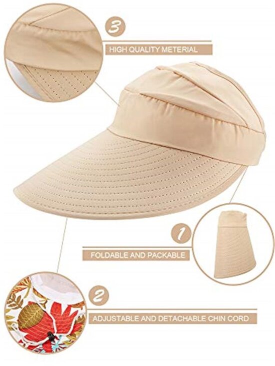 2 Pieces Women\'s Sun Visor Hats UV Protection Caps Summer Wide Brim Beach Hat main image 4